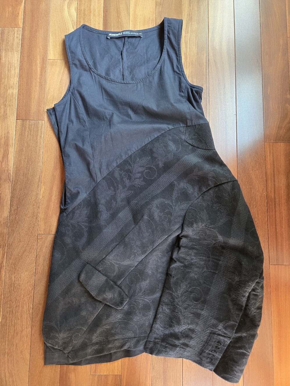 Rundholz Black Label Asymmetric Jacquard Dress Bubble Hem Twisted Seam SZ M